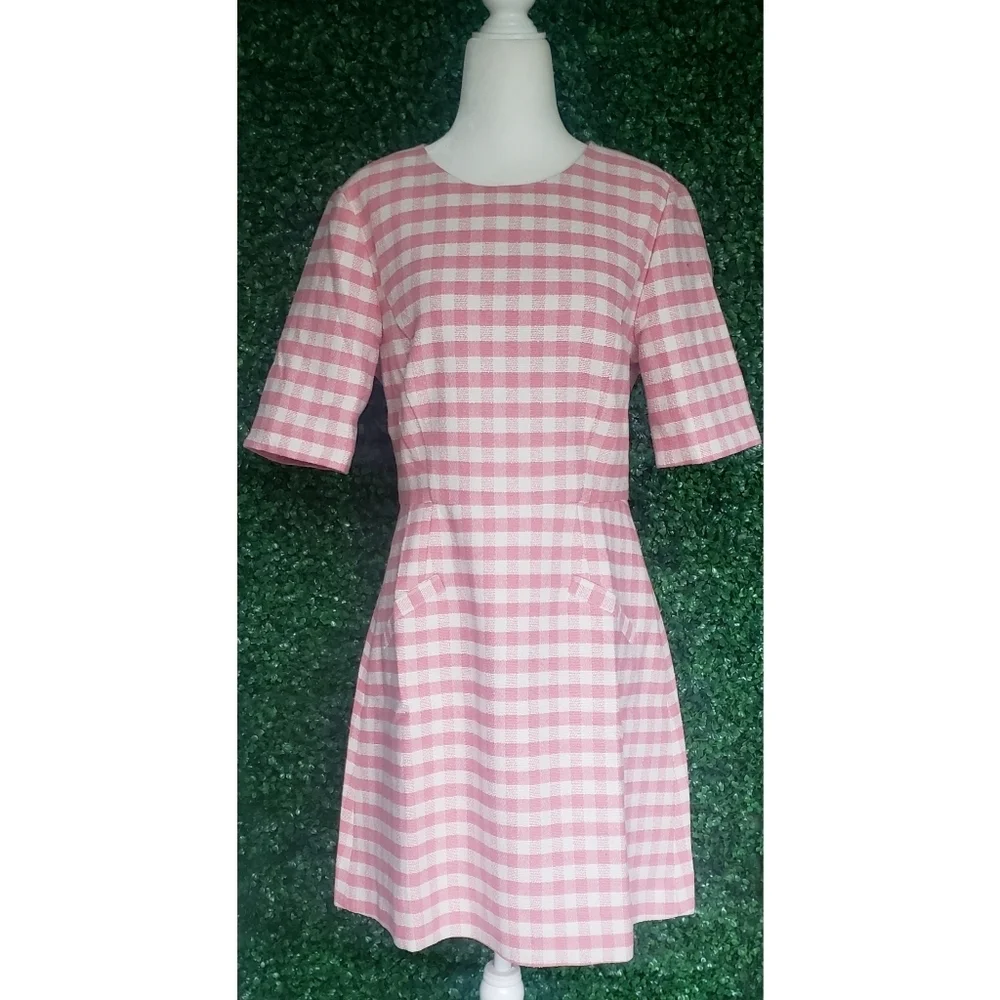 62. J.Crew Short-sleeve mini dress in gingham terry tweed